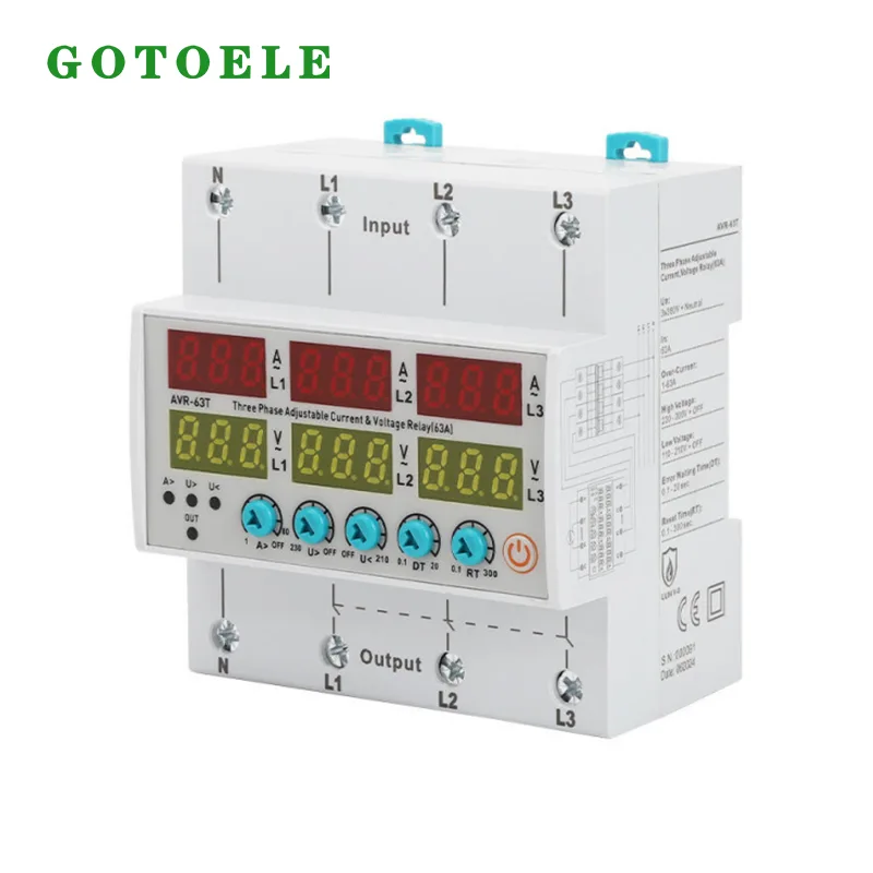 AVR-63T Three Phase Adjustable Current and Voltage Protection Relay
