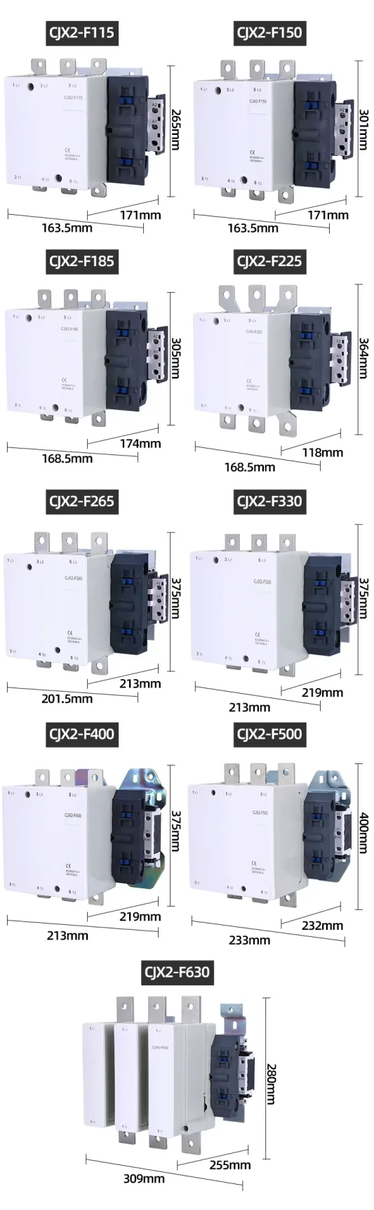 LC1-F150 220A 40KW AC Contactor